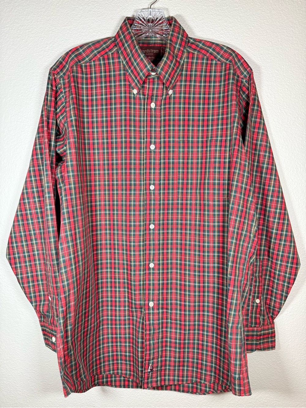 Nordstrom Men’s Red & Green Plaid Button-Down Shirt